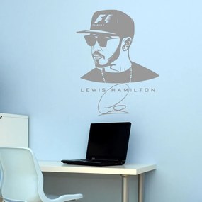 Veselá Stena Samolepka na stenu na stenu Lewis Hamilton F1 Farba: černá