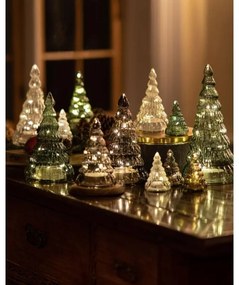 SIRIUS LED svetelný stromček, sklenený, sada 2 ks, zelený, 9 cm