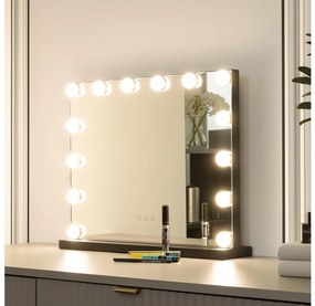 Brilagi - LED stmievateľné make-up zrkadlo HOLLYWOOD LED/15W/230V 3000/4000/6500 FG-M6-WD02-BLK