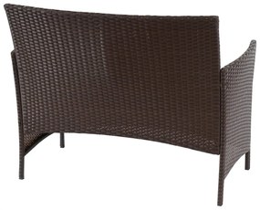 Polyratanová záhradná lavica Halden - melírovaná hnedá, vankúš krémová