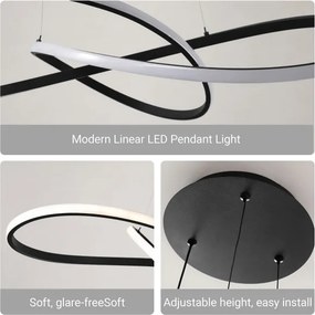 Brilagi - LED stmievateľný luster na lanku INFINITY LED/80W/230V 80x80 cm čierny + diaľkové ovládanie