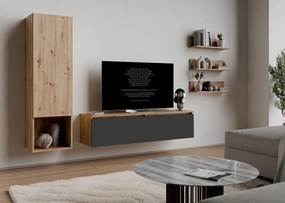 Závesná TV skrinka Asko Living, 135 cm, dub artisan/antracit