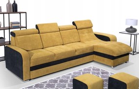 Rohová sedačka Veľké L 315×169 opierky hlavy ležadlo funkcia 2 taburetky Kongo RBN10