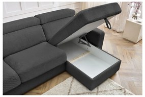 Tmavosivá menčestrová rozkladacia rohová pohovka (variabilná) Monaco – Bobochic Paris