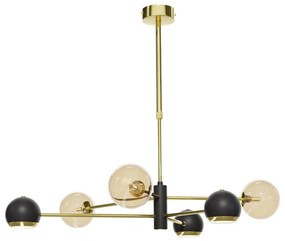 Jupiter 1966 - Luster na tyči MOKA 3xGU10/10W/230V + 3xG9/10W/230V zlatá/čierna/béžová