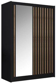 Tempo Kondela Skriňa s posuvnými dverami, čierna/dub craft, 150x215 cm, LADDER