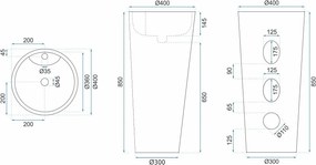 Rea Blanka voľne-stojace umývadlo, 84 x 40 cm, čierna, REA-U6635
