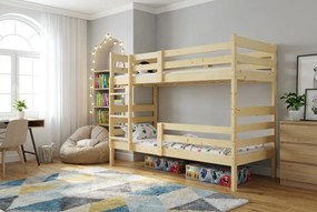 Poschodová posteľ s matracmi ERIK natural 190x90 borovica
