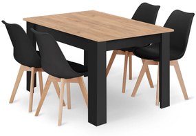 Čierna jedálenská súprava 1 + 4, stôl MADO CRAFT 120x80 + stolička BALI MARK čierna