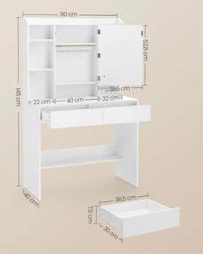 Toaletný stolík so zrkadlom a LED osvetlením RDT143WB01