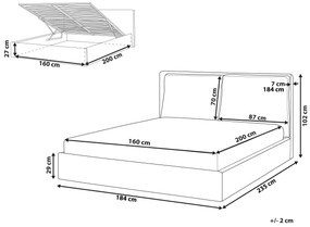 Zamatová posteľ s úložným priestorom 160 x 200 cm krémová biela BAJONNA Beliani