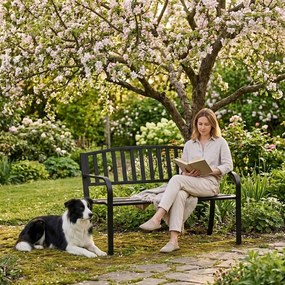 MultiGarden Záhradná lavička s operadlom 120x50 cm - čierna MultiGarden