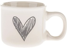 Súprava 6 keramických hrnčekov Srdiečko II, 90 ml, sivá