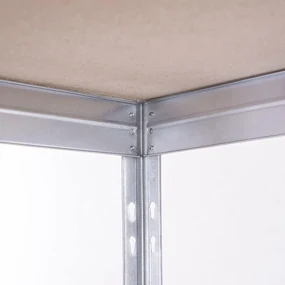 Bezskrutkový kovový regál RIVET, 180x90x45 cm, 5x HDF polica, zinok