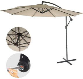 Slnečník Acerra Ø 3m polyester/oceľ - krémová bez stojanu