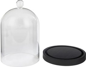 DOME Sklenený poklop na sviečky s podstavcom 20 cm – čierna