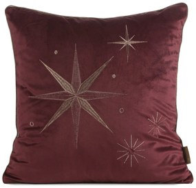 VIANOČNÁ DEKORAČNÁ OBLIEČKA NA VANKÚŠ STAR 45X45 CM BORDOVÁ