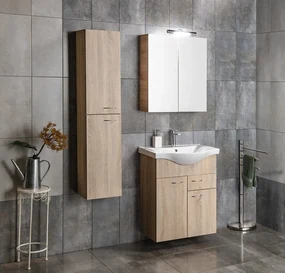 Aqualine Aqualine, KERAMIA FRESH umývadlová skrinka 60,60x74x33,7cm, dub platin, 50065