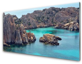 Skleneny obraz Záliv skaly more krajina 125x50 cm