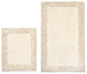 Súprava 2 kusov kúpeľňových predložiek Bavlnené krémové béžové