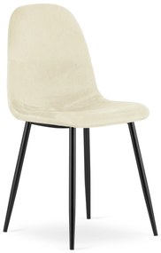 Béžová zamatová stolička COMO s čiernymi nohami