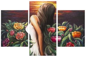 Obraz ženy a kvetín (90x60 cm)