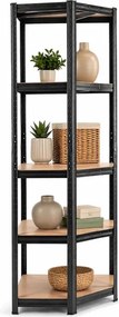 Regál 180x90x40 cm rohový lakovaný 5-polícový, nosnosť 875 kg - čierny