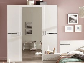 Šatníková skriňa so zrkadlami Anna, 180 cm, biela