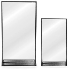 Nástenné zrkadlo s policou Pisca I čierne