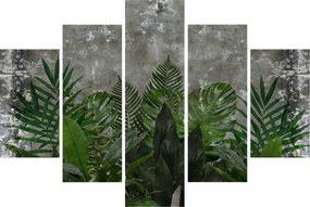 Obraz - Betónový múr s rastlinami (150x105 cm)