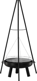 CH Závesný záhradný gril na trojnožke s ohniskom, 150 cm
