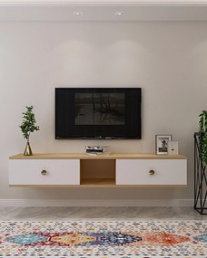 TV stolík/skrinka Zulia (dub + biela). Akcia -17%. Vlastná spoľahlivá doprava až k Vám domov. 1144963