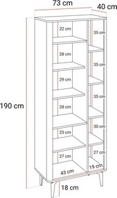 Moderná vitrína AYLIN kráľovský orech 190cm + kašmír