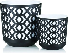 PLASTOVÝ KVETINÁČ ETNIC SADA 2KS 14,8X13,9 CM+20,1X19,5 CM ČIERNA