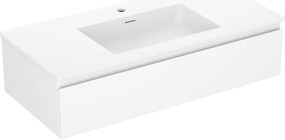 Mexen Orio, kúpeľňová skrinka 100 cm s umývadlom Otis, 1 zásuvka, biela matná, 91A10-10023-1-BF01-W18M01