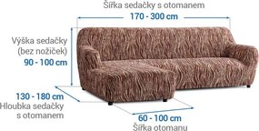 Bielastické poťahy UNIVERSO NOVÉ žíhané hnedé sedačka s otomanom vľavo (š. 170 - 300 cm)