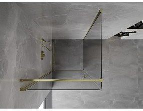 Mexen Mist-B, 1-krídlový výklopný sprchový kút 85 x 85 cm, číre sklo, zlatý lesklý profil, 8A2T-085-085-50-00