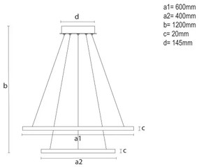 Stmievateľný LED luster na lanku LED/55W/230V 3000-6500K pr. 60 cm + diaľkové ovládanie