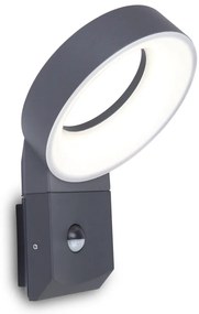 LUTEC Vonkajšie nástenné LED svietidlo so senzorom MERIDIAN, 14 W, teplá biela, IP54, sivé