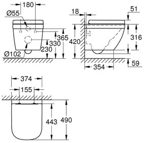 GROHE 39693000-Záves. kompaktné WC EURO CERAMIC s Triple Vortex 53 l keram./biela