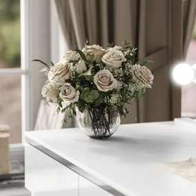 TOALETNÝ STOLÍK NESSIE ELITE 2 BIELY LESK + STRIEBORNÝ