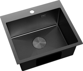 Mexen Solix, 1-komorový nerezový drez 500 x 450 mm, čierna, vzor voština, 6402501000-70HC