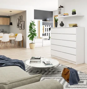 Komoda Kuba 140 cm 10 zásuviek biela