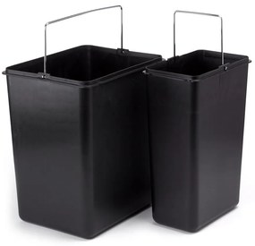 Oceľový odpadkový kôš 18+8 l na triedený odpad/nášľapný v matne striebornej farbe Tri Selectif – MSV