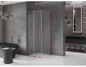Mexen Velar L, sprchový kút s posuvnými dverami 90 x 90 cm, 8mm sklo námraza, ružové zlato, 871-090-090-33-60