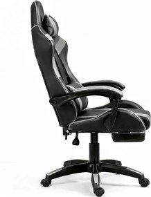 LEAN Kancelárska stolička s opierkou na nohy a vankúšmi – sivá