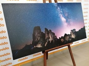 Obraz hviezdna obloha nad skalami - 100x50