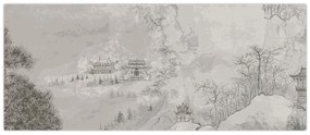 Obraz - Čínska krajina (120x50 cm)