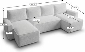 Rozkladacia sedacia súprava do U SMART BOUCLE 303x143 cm, sivobéžová
