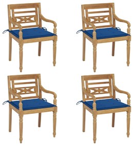 Stoličky Batavia s podložkami 4 ks tíkový masív 3073305
